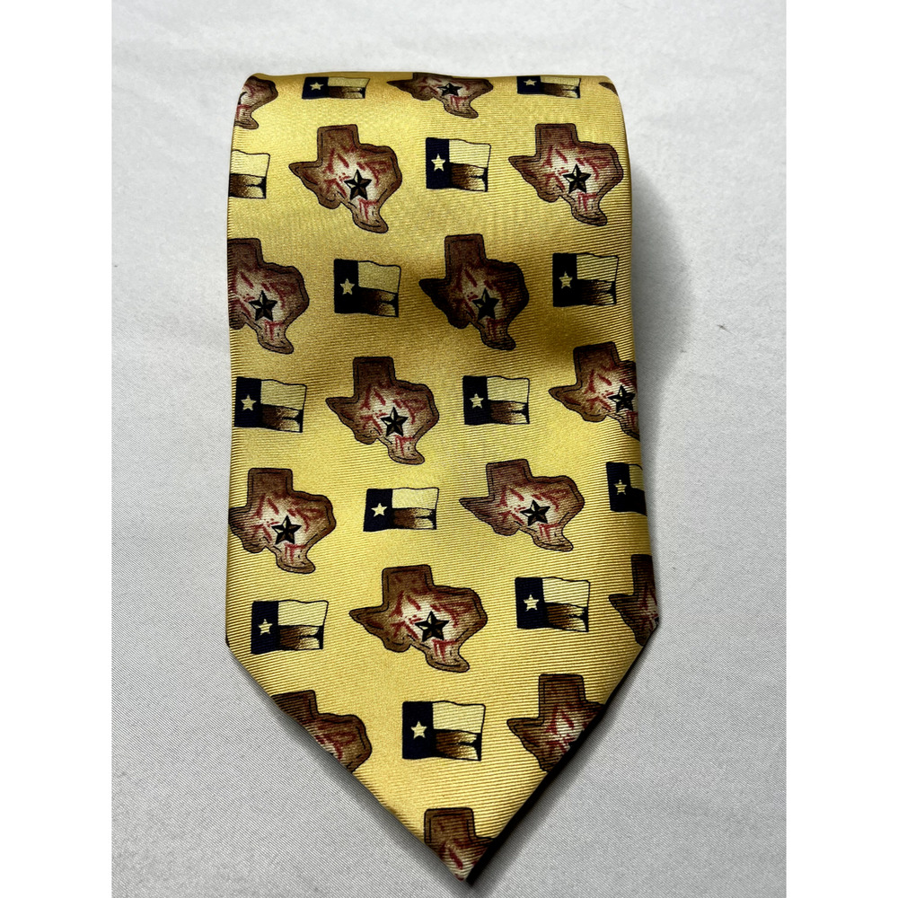 Zianetti Italian Luxury Silk Mens Tie Yellow Texas Lone Star State Career Wear‎